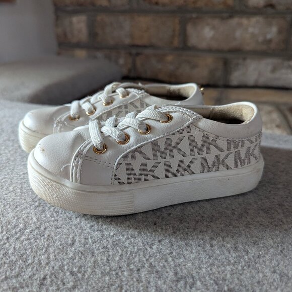Michael Kors MK Logo Toddler Sneakers - White/Vanilla - Size US 6 (EU 22) - Picture 1 of 8